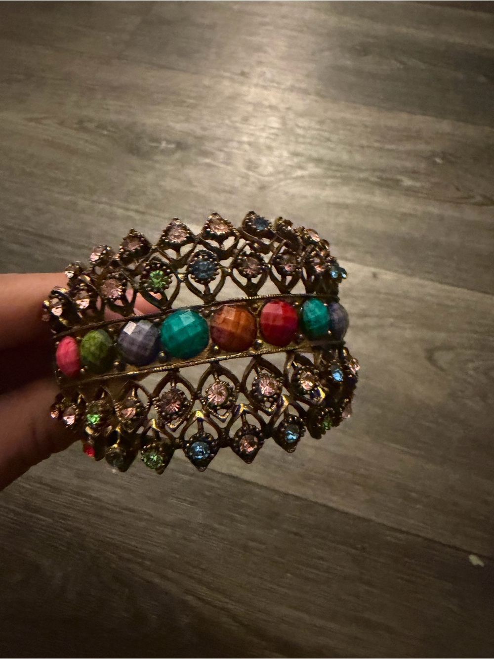 Multicolor Gemstone Statement Cuff Bracelet